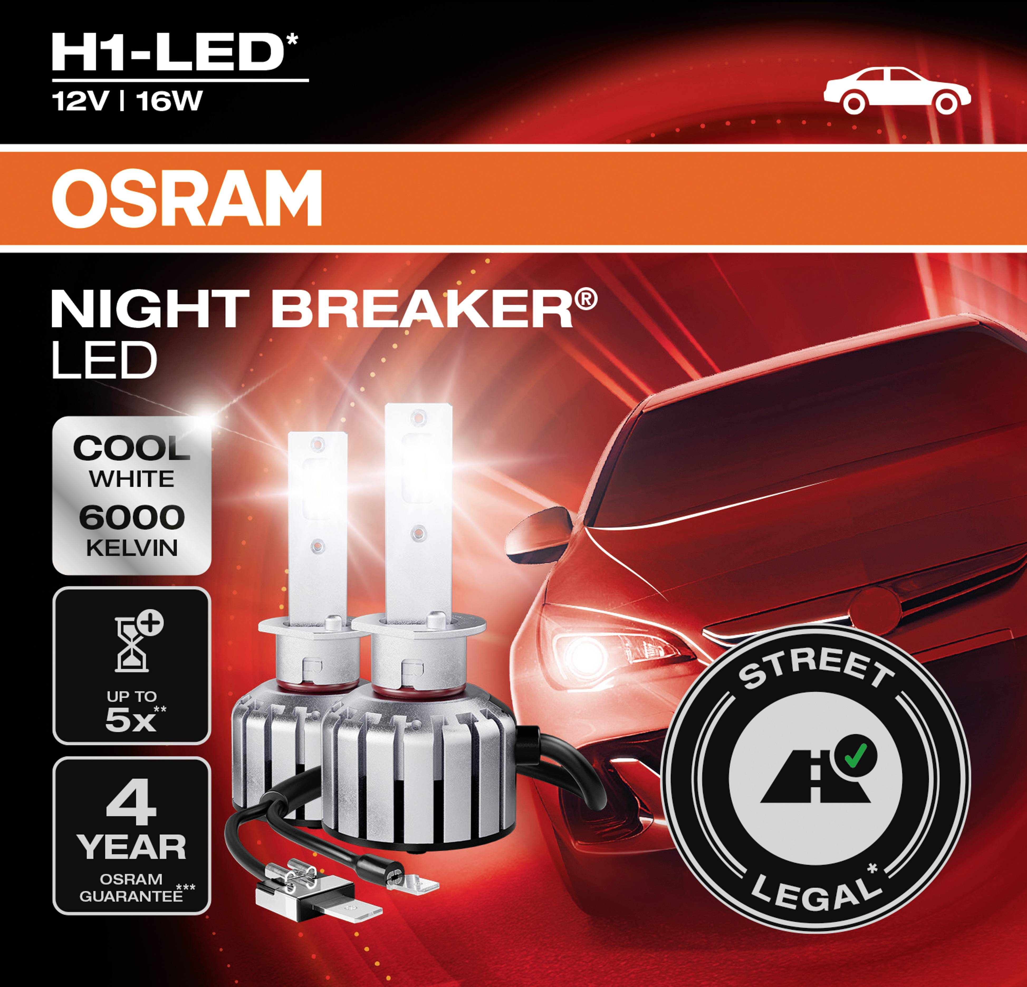 Osram Automotive 64150DWNB LED Leuchtmittel Night Breaker® H1 16W 12V