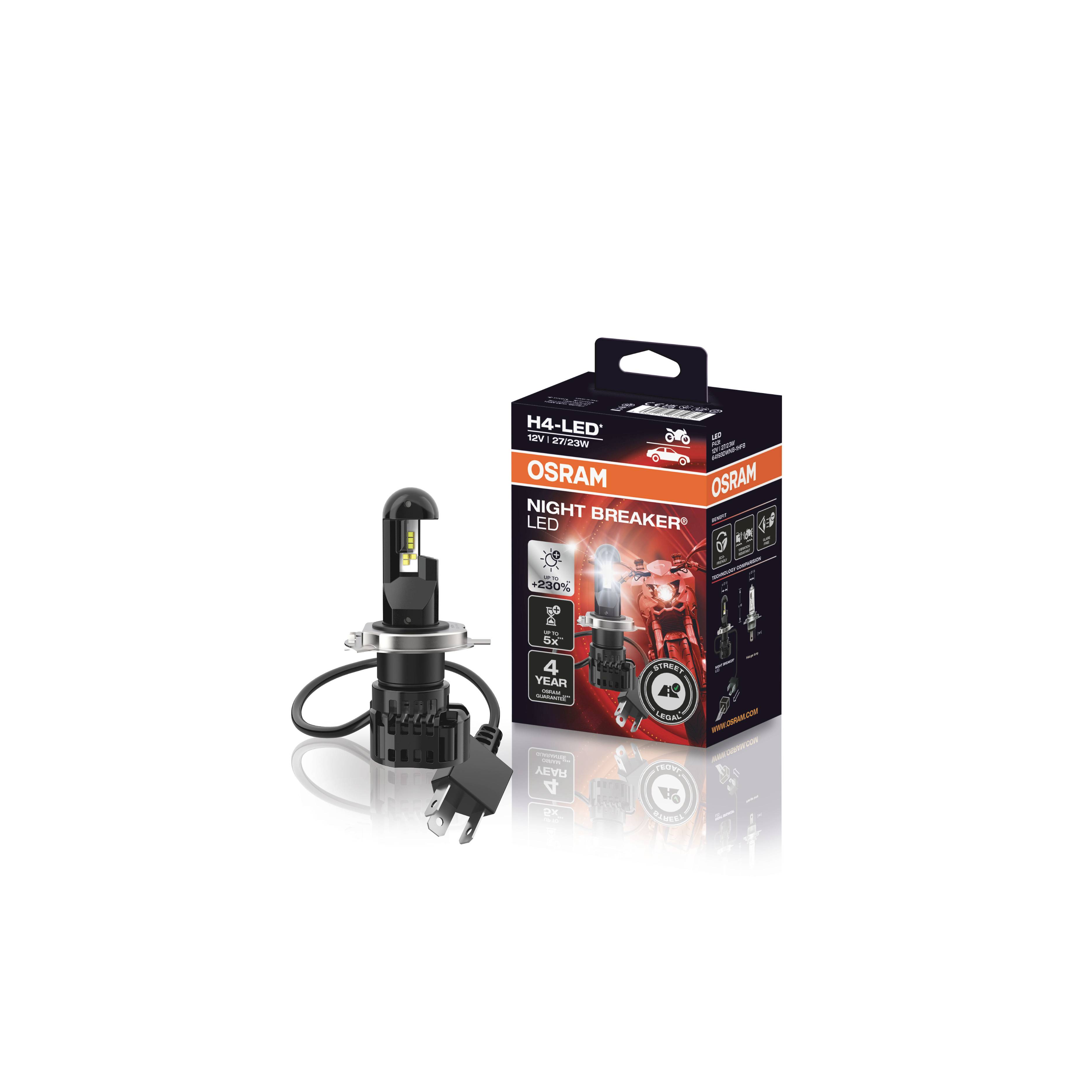 OSRAM 64193DWNB-1HFB LED Leuchtmittel Night Breaker® H4 12 V