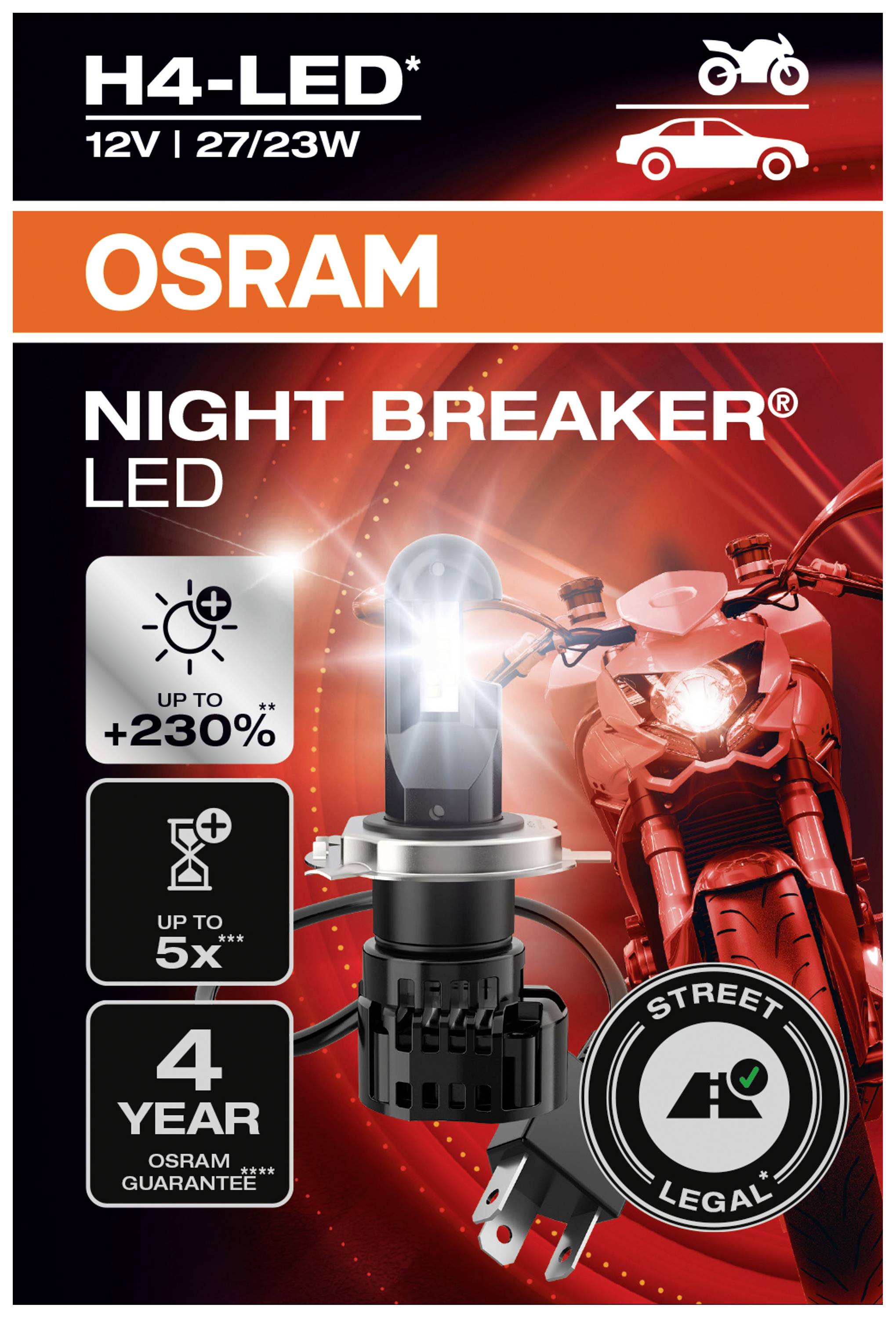 OSRAM 64193DWNB-1HFB LED Leuchtmittel Night Breaker® H4 12 V