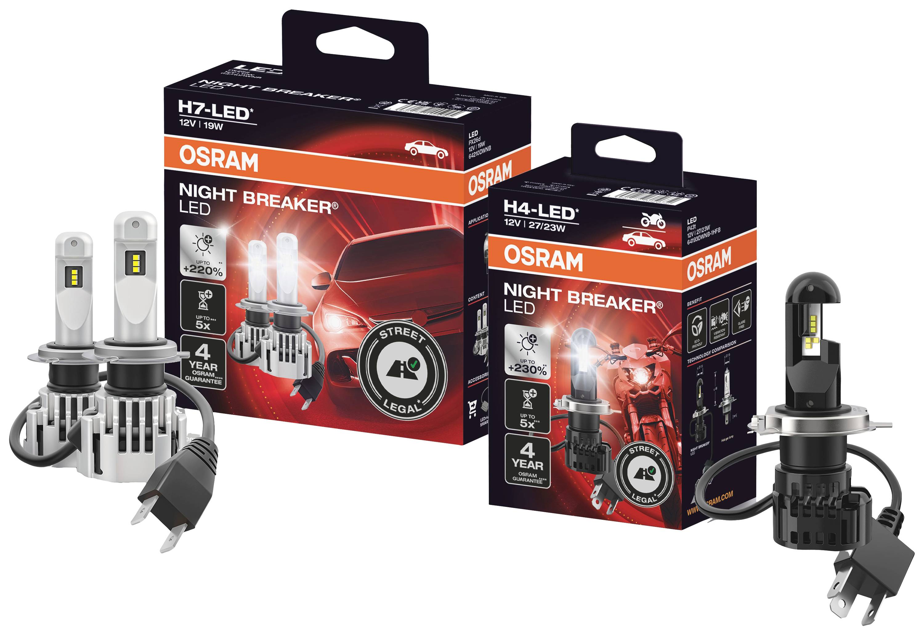 OSRAM 64193DWNB-1HFB LED Leuchtmittel Night Breaker® H4 12 V