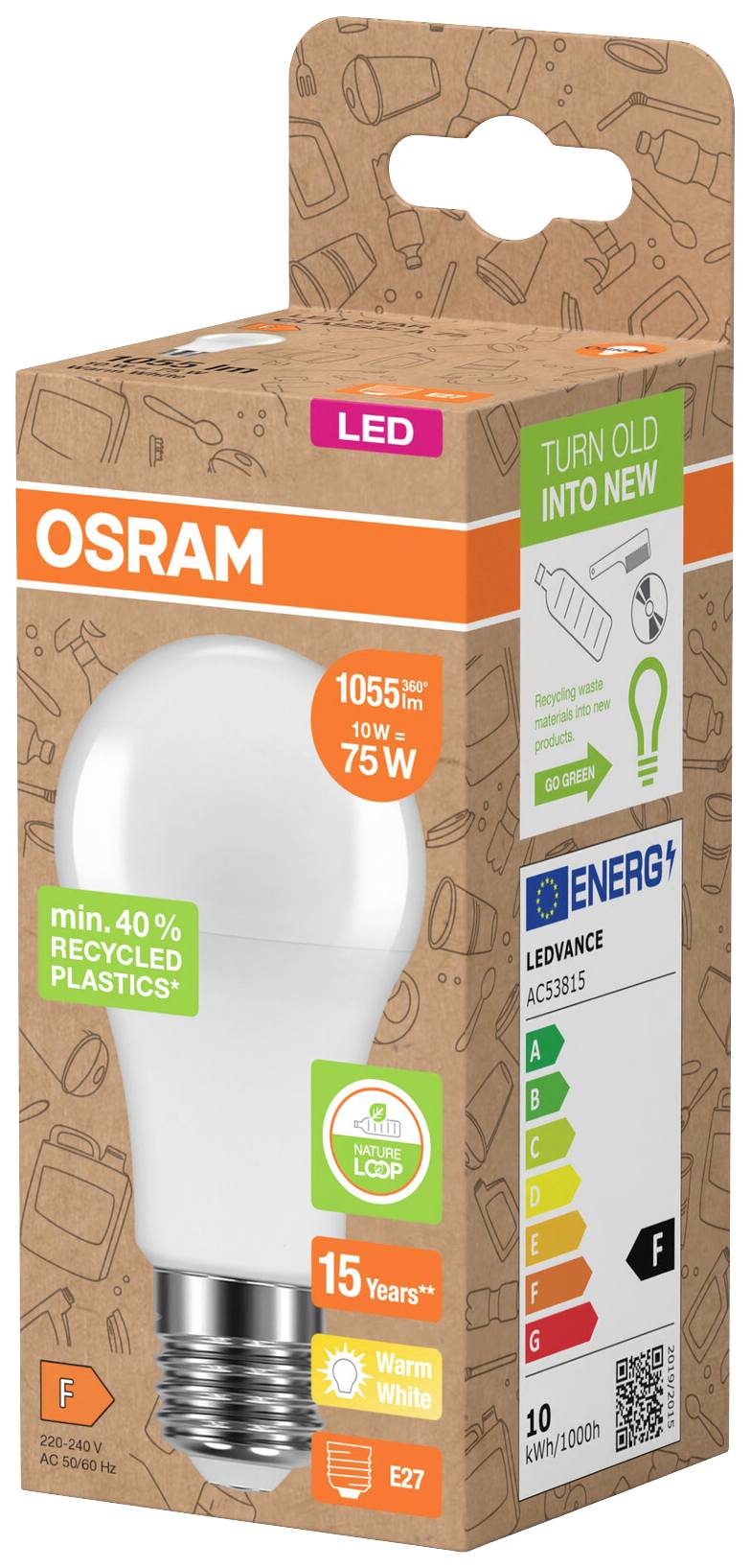 OSRAM HOMELIGHTING 4058075831841 LED EEK F (A - G) E27 Glühlampenform 10W = 75W Warmweiß (Ø x L) 60mm x 113mm 1St.