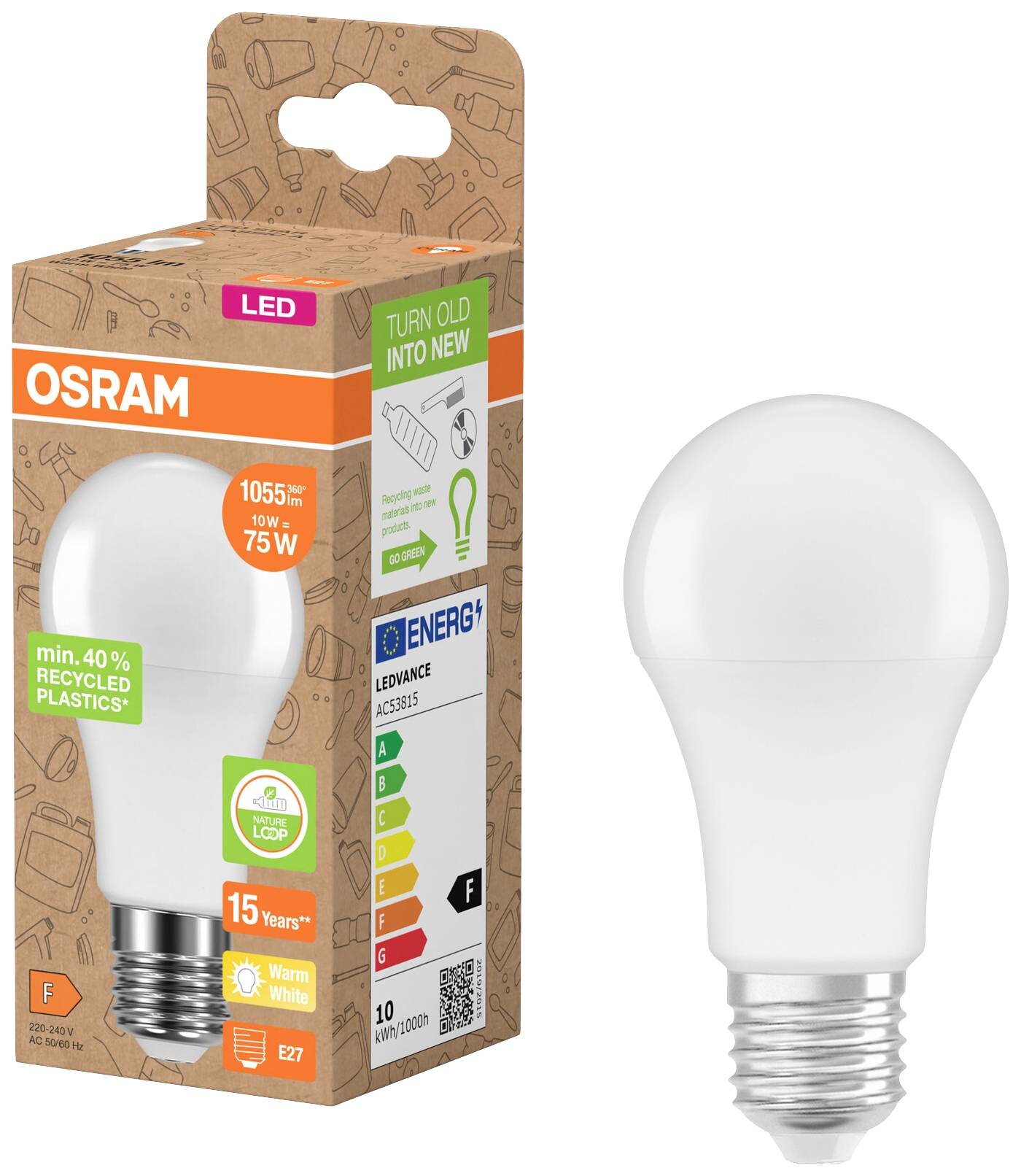 OSRAM HOMELIGHTING 4058075831841 LED EEK F (A - G) E27 Glühlampenform 10 W = 75 W Warmweiß (Ø x L) 60 mm x 113 mm 1 St.