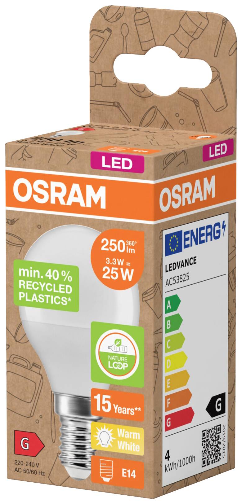OSRAM HOMELIGHTING 4058075832046 LED EEK G (A - G) E14 Tropfenform 3.3W = 25W Warmweiß (Ø x L) 45mm x 79mm
