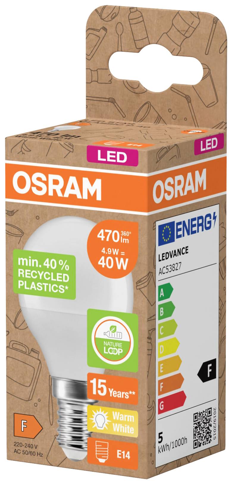 OSRAM HOMELIGHTING 4058075832084 LED EEK F (A - G) E14 Tropfenform 4.9W = 40W Warmweiß (Ø x L) 45mm x 79mm 1St.