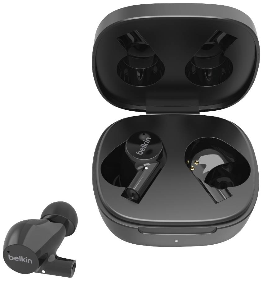 Belkin SoundForm Rise In Ear Headset Bluetooth® Schwarz Headset, Ladecase, Schweißresistent