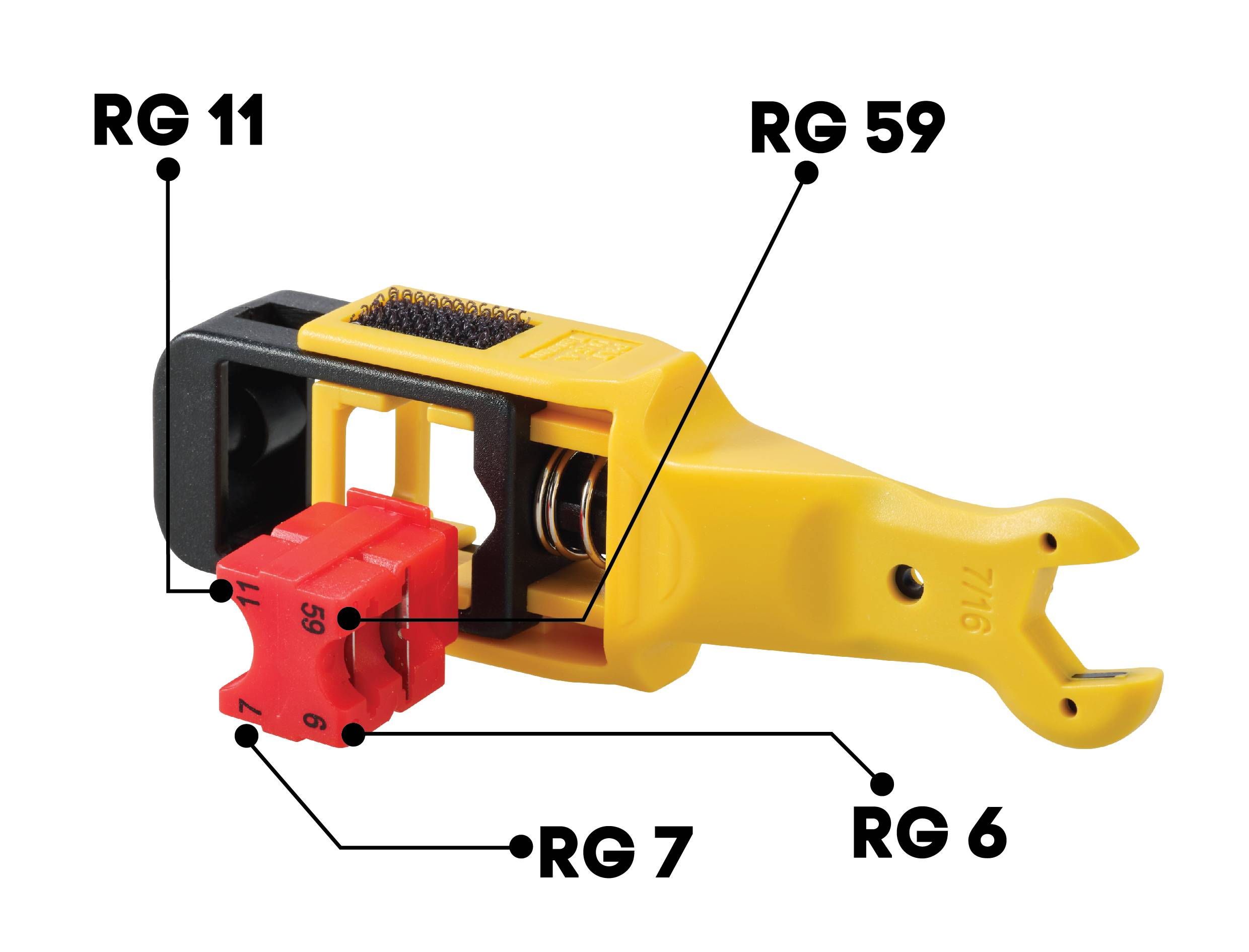 TRU COMPONENTS TC-11992200 Abisolierer für RG 59/6/7/11 Koaxkabel Abisolierlänge: 6.35mm 1St.