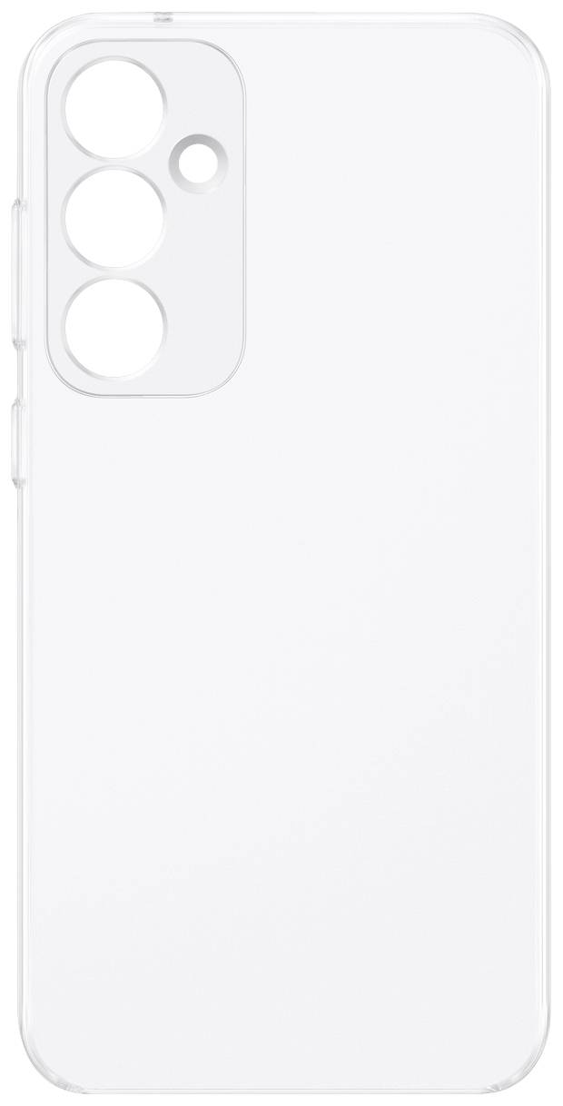 Klares Smartphone-Case mit Ausschnitten für drei Kameralinsen und Blitz, passend für ein modernes Handy-Modell.