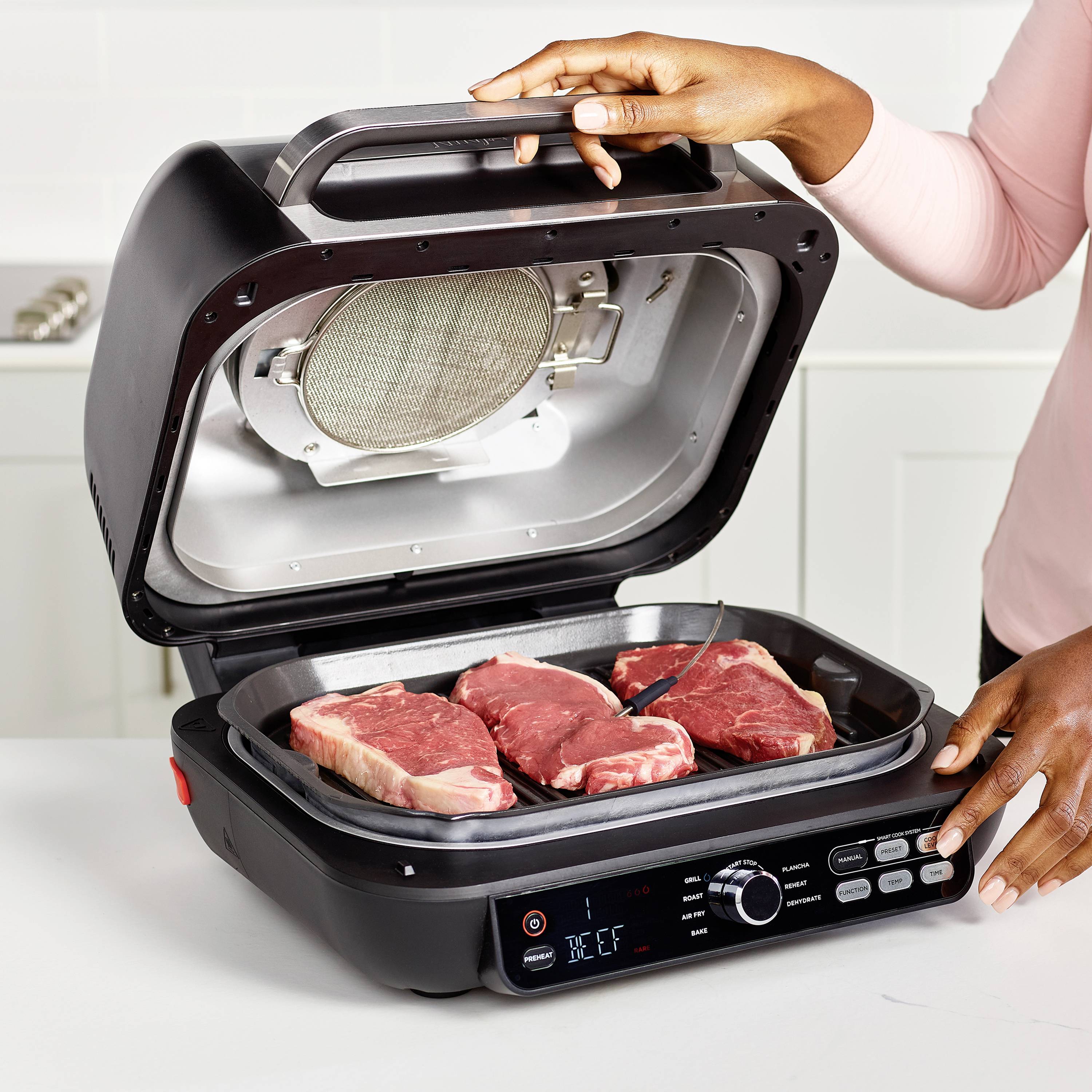 Ninja AG651 Heißluft-Fritteuse 3.78 l Grillfunktion Schwarz, Silber