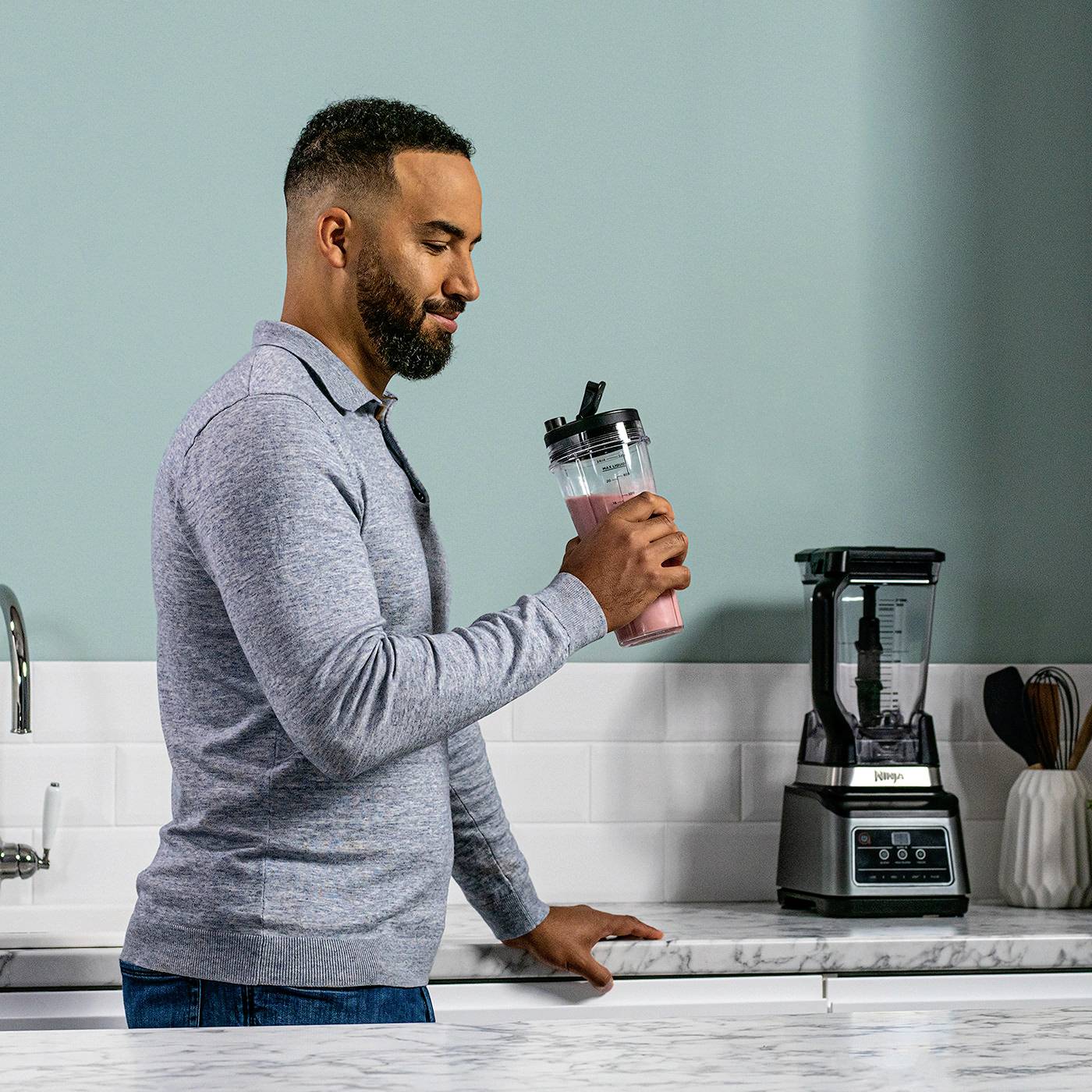 Ninja BN750EU Standmixer 1200W Schwarz, Grau (matt)