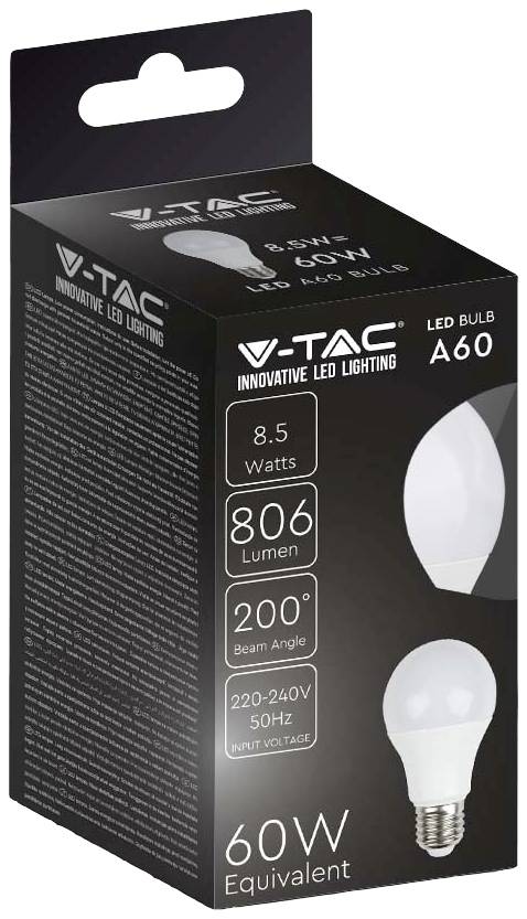 V-TAC 217260 LED EEK F (A - G) E27 8.5 W Warmweiß (Ø x L) 60 mm x 108 mm 1 St.