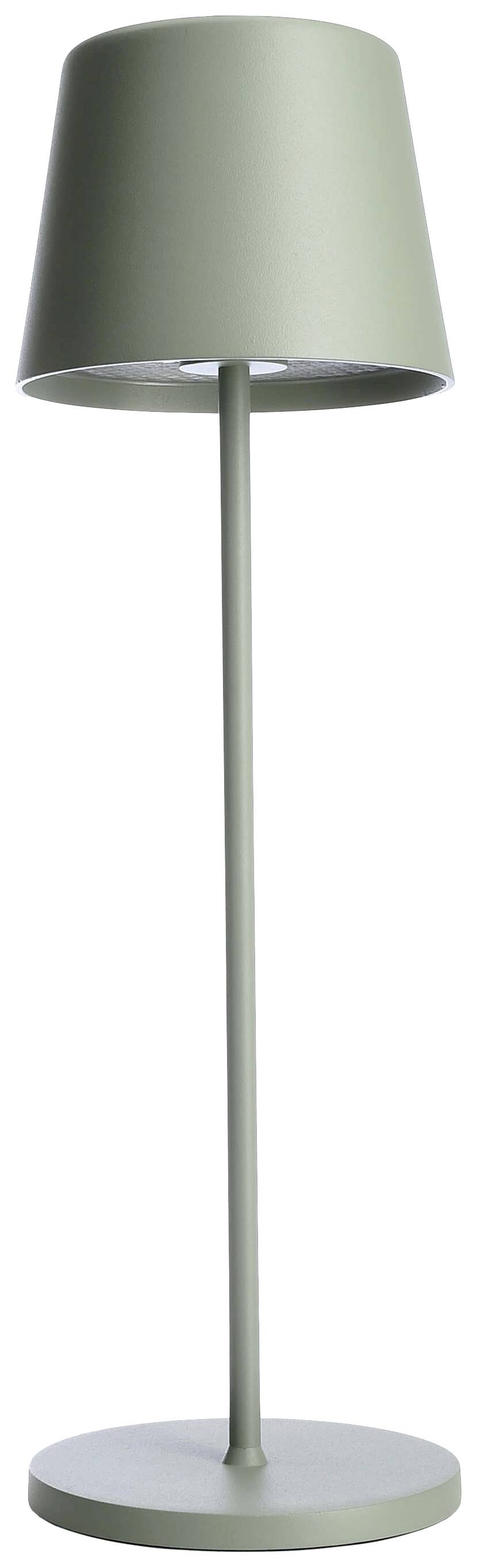 Stehlampe in schlichtem, modernem Design mit grün-grauem Schirm und Ständer. Minimalistisch und dekorativ für den Innenbereich.