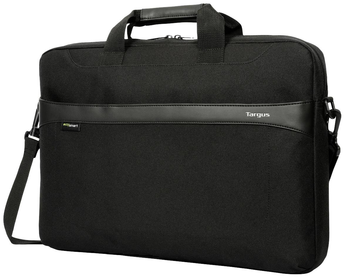 Schwarze Laptoptasche mit Tragegriff und Schultergurt. Die Tasche hat eine dezente Logoaufschrift und wirkt funktional und stilvoll.