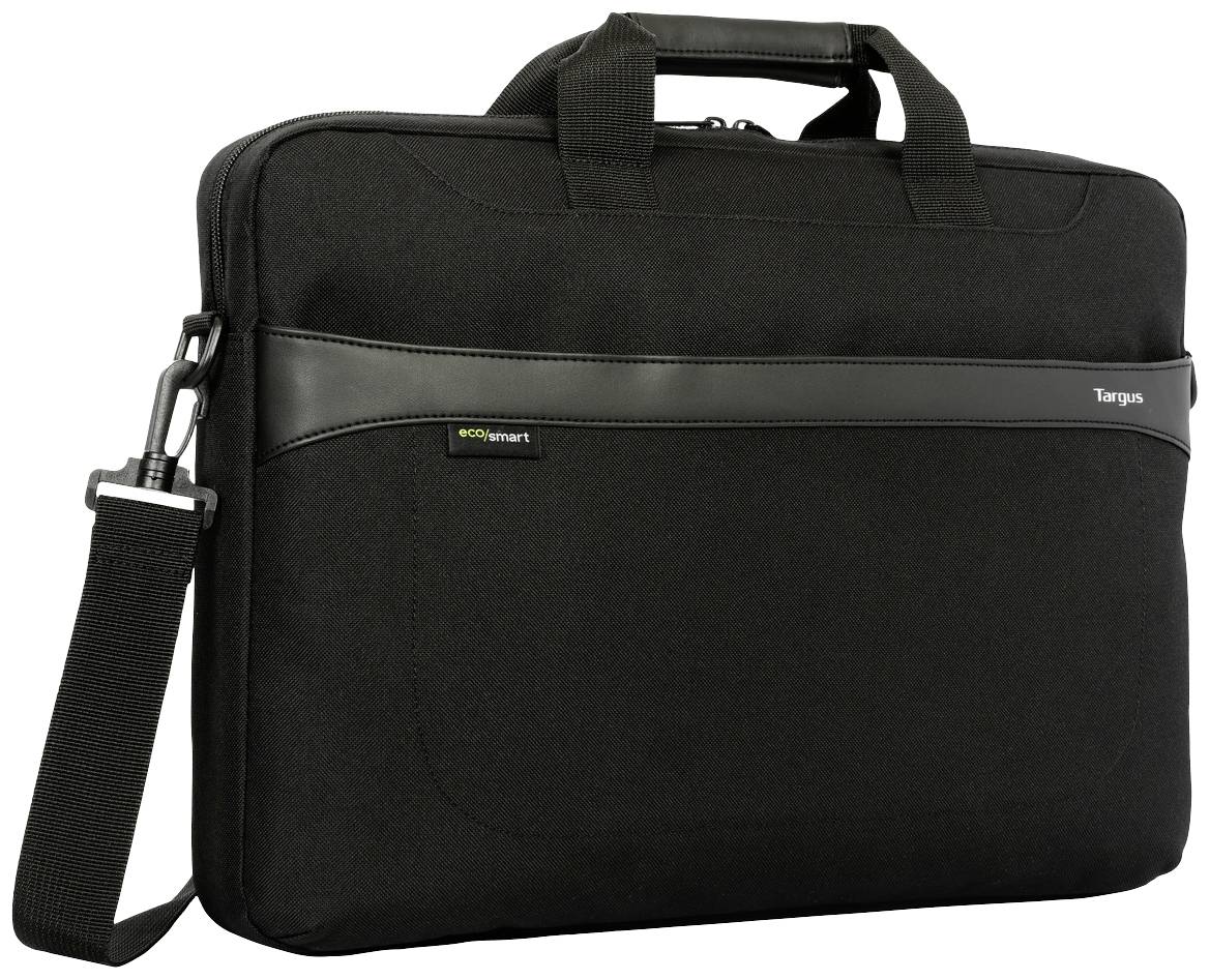 Schwarze Laptoptasche mit Tragegriff und abnehmbaren Schultergurt, geeignet für den sicheren Transport von Laptops und Zubehör.