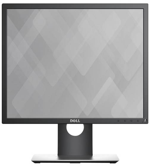 Ein Dell-Computerbildschirm mit einem Standfuß, gezeigt von vorne. Der Bildschirm ist leer und schaltet sich nicht ein.