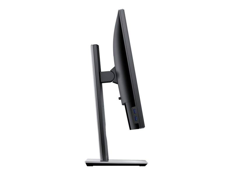 Seitenansicht eines Computermonitors mit schlankem Design, auf einem höhenverstellbaren Standfuß montiert.