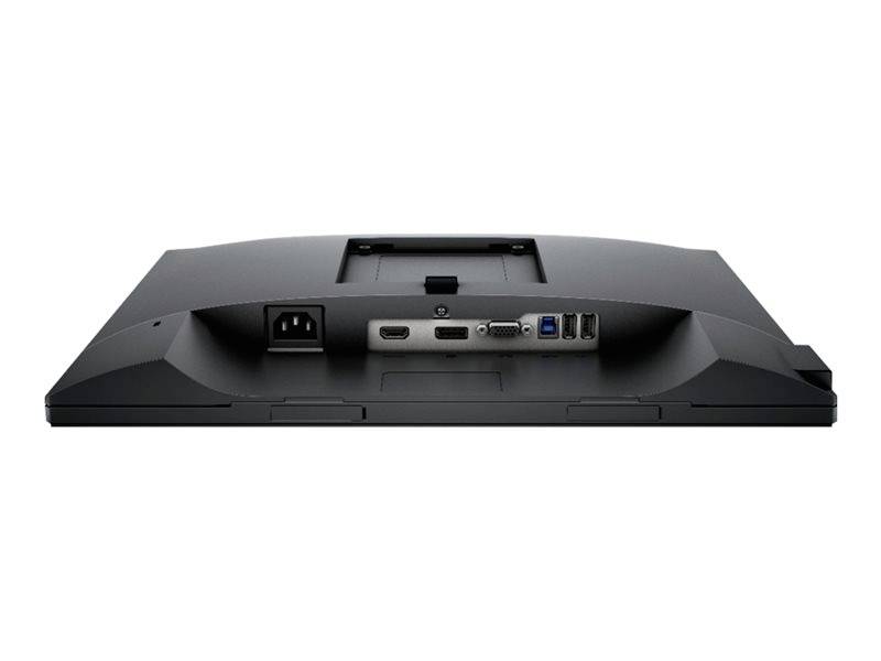 Rückseite eines Monitors mit sichtbaren Anschlüssen: HDMI, DisplayPort, USB-Anschlüsse und Stromkabelanschluss.