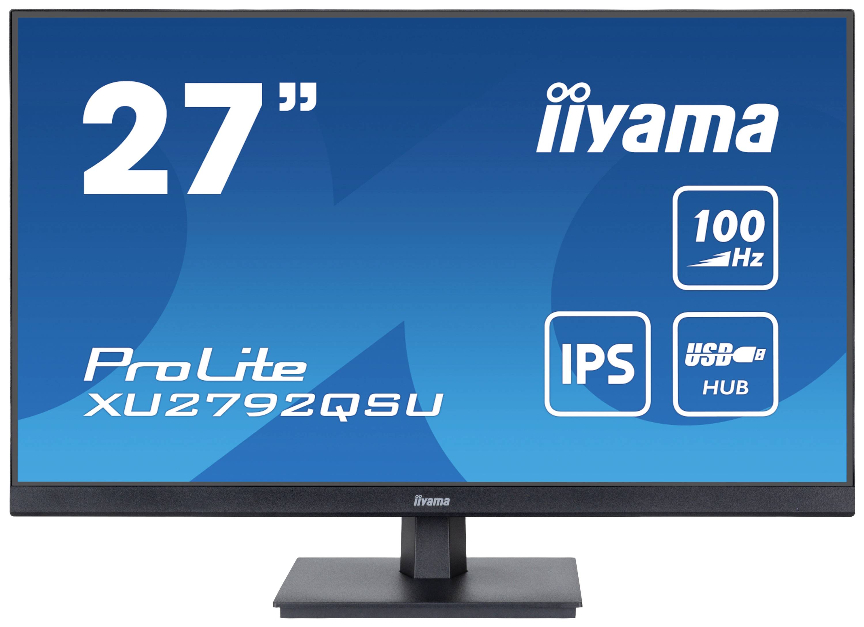27 Zoll iiyama Monitor, Modell ProLite XU2792QSU, mit IPS-Panel, 100 Hz Bildwiederholrate und USB-Hub.