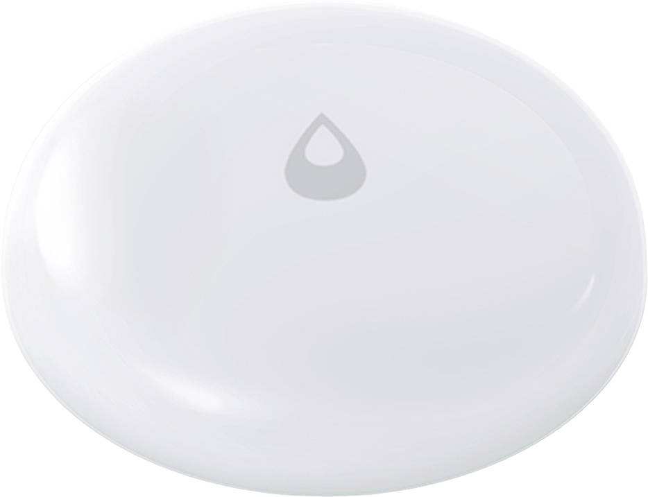 Ein weißer, ovaler Gegenstand mit einem Wassertropfen-Symbol in der Mitte.