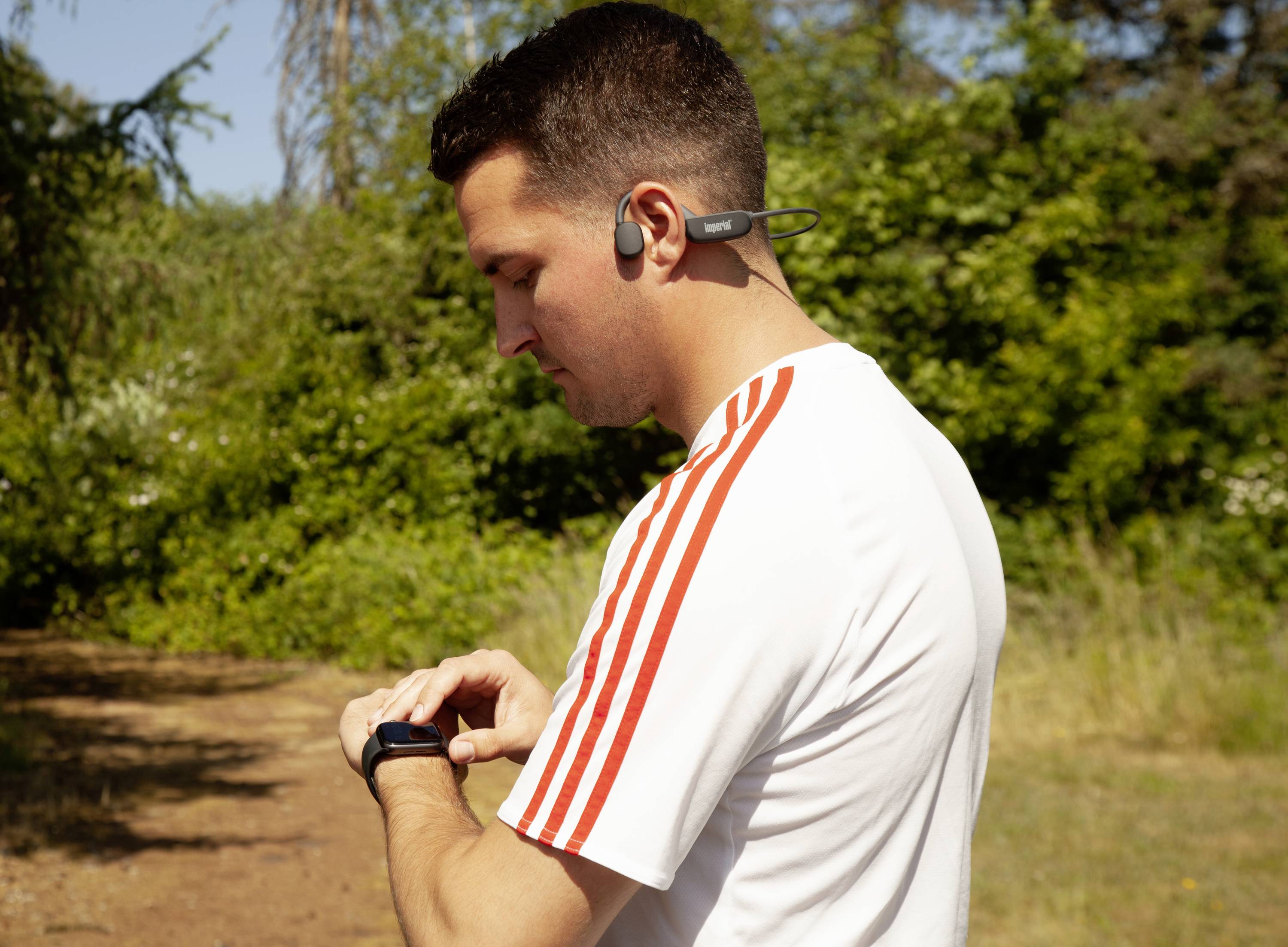 Imperial bluTC active 1 On Ear Kopfhörer Bluetooth® Schwarz Knochenschall-Kopfhörer, Schweißresistent, Nackenbügel Sport