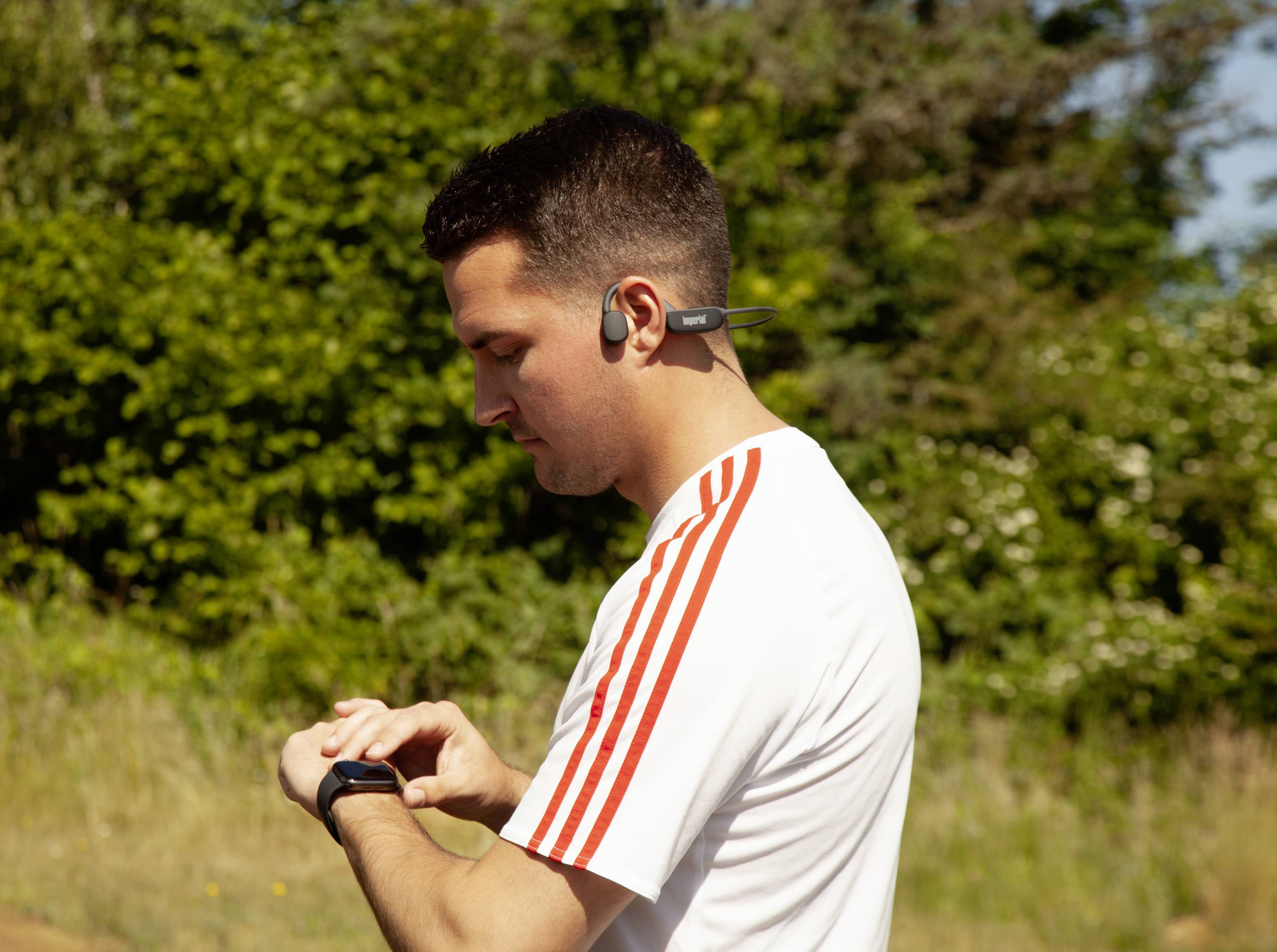 Imperial bluTC active 2 On Ear Kopfhörer Bluetooth® Schwarz Knochenschall-Kopfhörer, Schweißresistent, Nackenbügel Sport