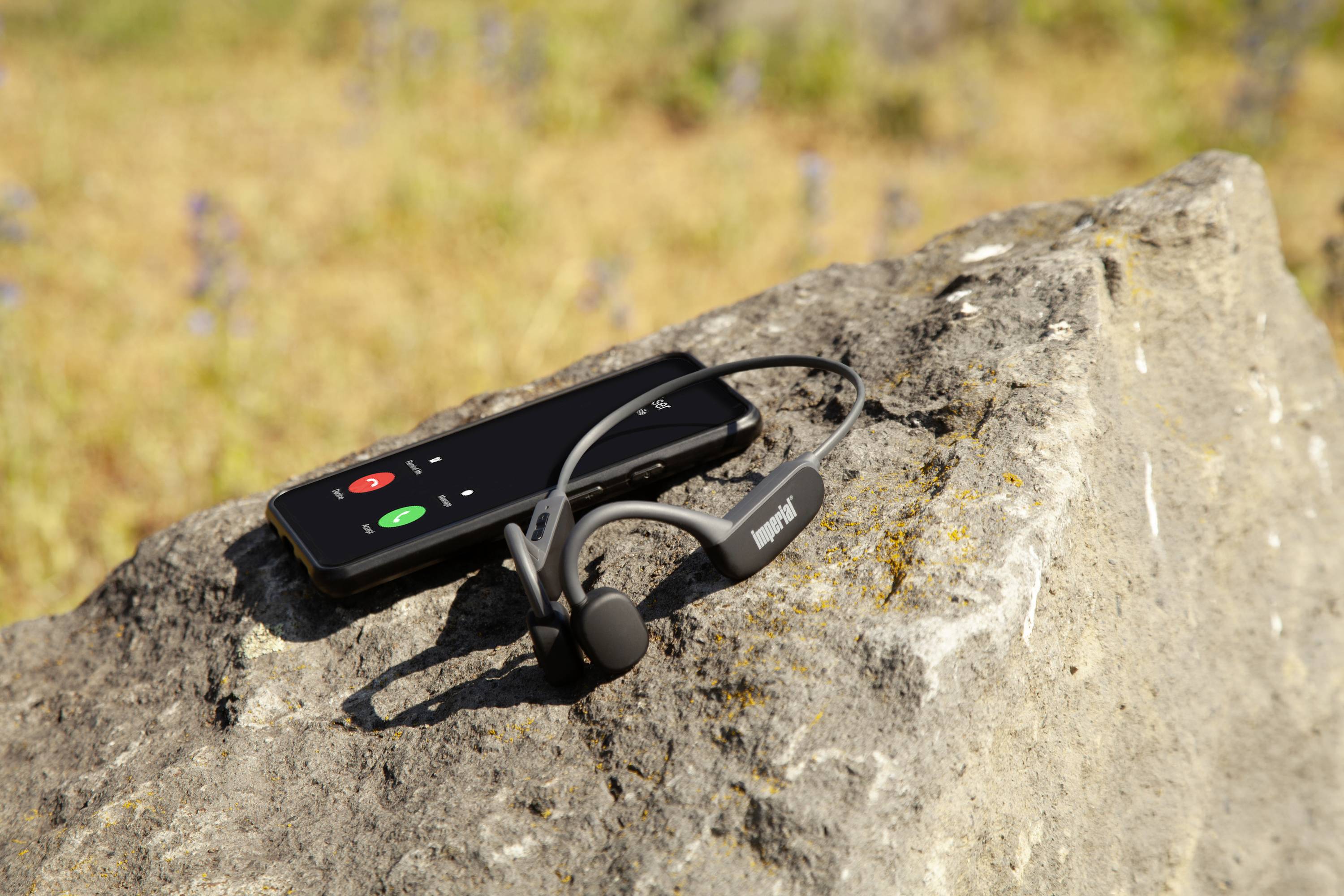 Imperial bluTC active 2 On Ear Kopfhörer Bluetooth® Schwarz Knochenschall-Kopfhörer, Schweißresistent, Nackenbügel Sport