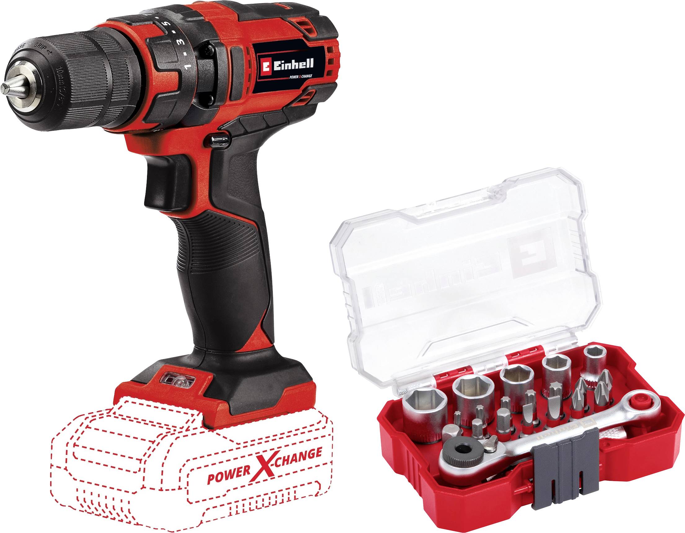 Einhell Power X-Change TC-CD 18/35 Li 2188149+2936795 Akku-Bohrschrauber Li-Ion inkl. 21-tlg. Bit-S