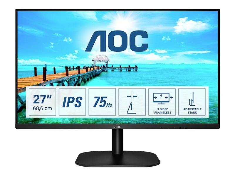 AOC 27B2DA LED-Monitor EEK E (A - G) 68.6 cm (27 Zoll) 1920 x 1080 Pixel 16:9 4 ms HDMI®, DVI, VGA, Audio-Line-in, Kopfhörer-Buchse IPS LED