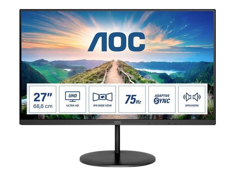 AOC U27V4EA LED-Monitor EEK F (A - G) 68.6 cm (27 Zoll) 3840 x 2160 Pixel 16:9 4 ms HDMI®, DisplayPort, Kopfhörer-Buchse IPS LED