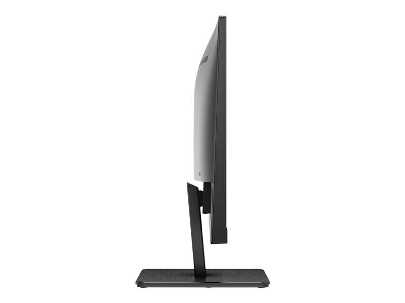 Flacher, seitlich abgebildeter Computerbildschirm mit rechteckigem Standfuß. Minimalistisches Design, ohne sichtbare Bedienelemente.