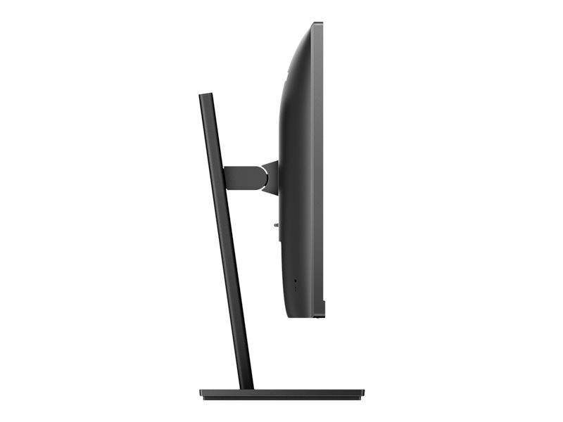 Ein dünner Computerbildschirm von der Seite gesehen, zeigt das minimalistische Design des Standfußes und Gehäuses.