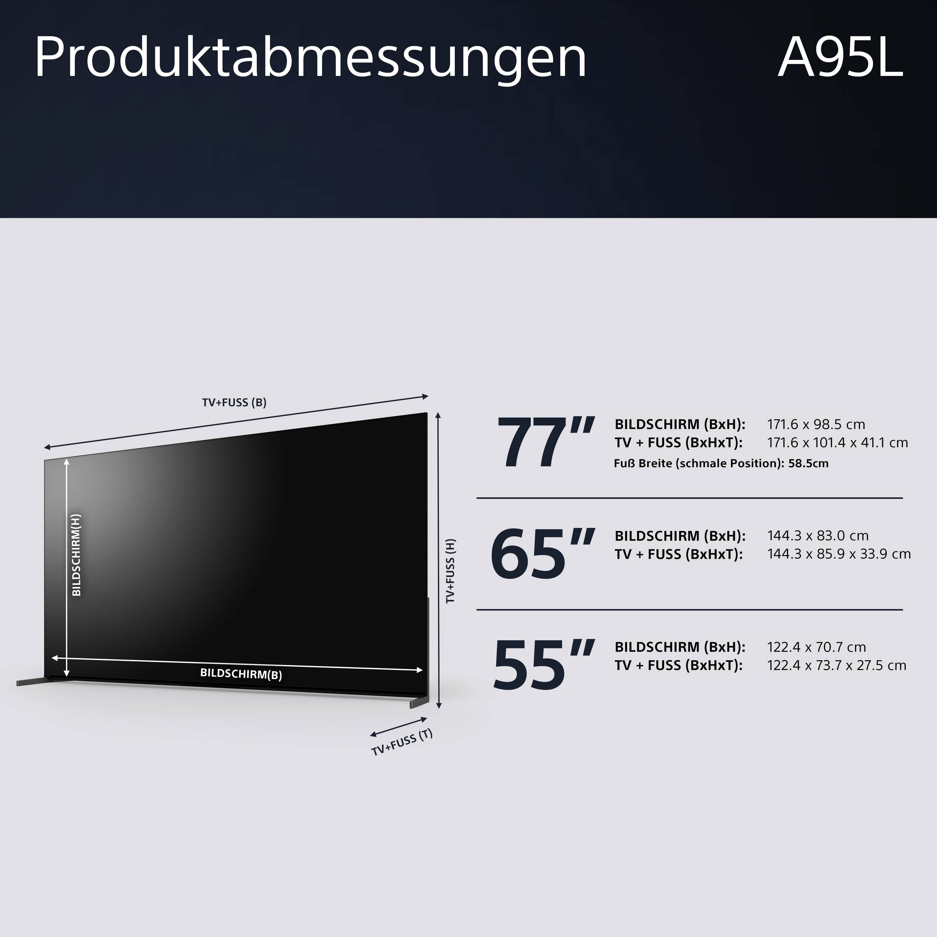 Sony XR55A95LAEP OLED-TV 139.7 cm 55 Zoll EEK F (A - G) CI+, DVB-C, DVB-S2, DVB-T, DVB-T2, Smart TV, UHD, WLAN Schwarz