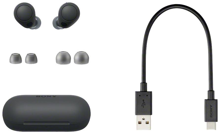 Sony WFC700NB.CE7 In Ear Kopfhörer Bluetooth® Stereo Schwarz Noise Cancelling Ladecase, Schweißresistent, Lautstärkeregelung HiFi