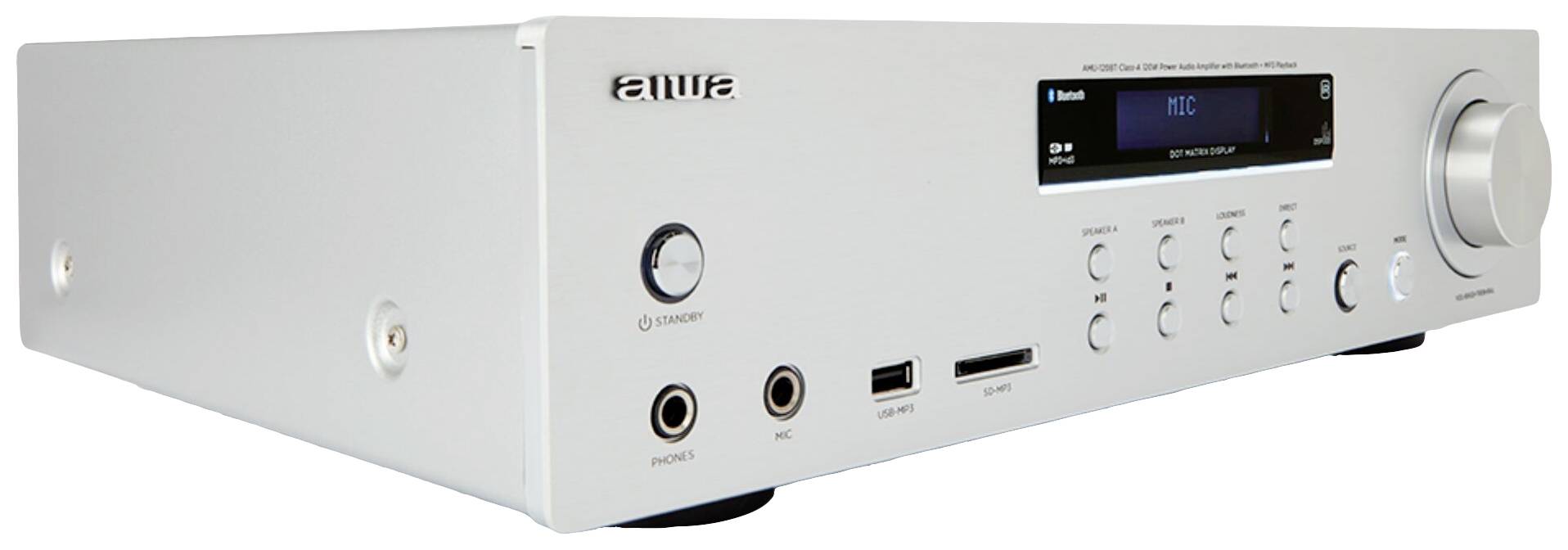 Aiwa AMU-120BTSL Stereo-Verstärker 2 x 60W Silber Bluetooth®