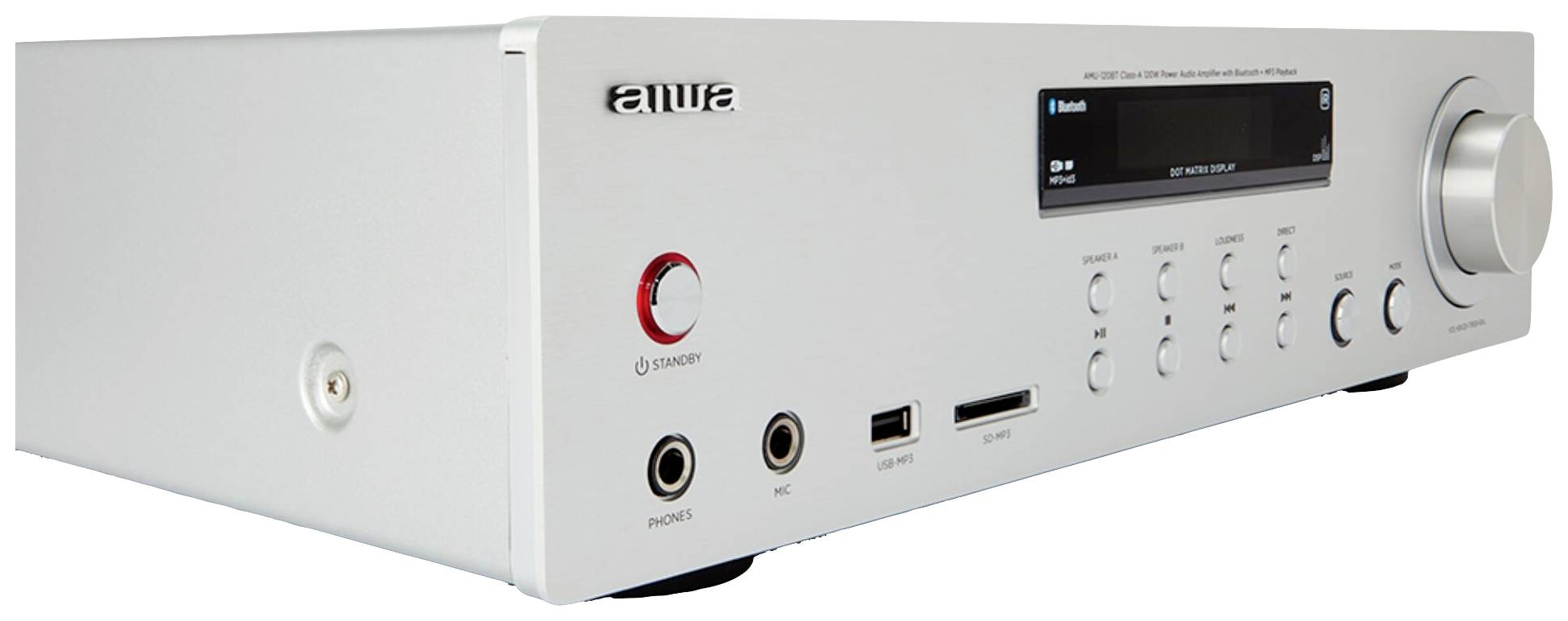 Aiwa AMU-120BTSL Stereo-Verstärker 2 x 60W Silber Bluetooth®