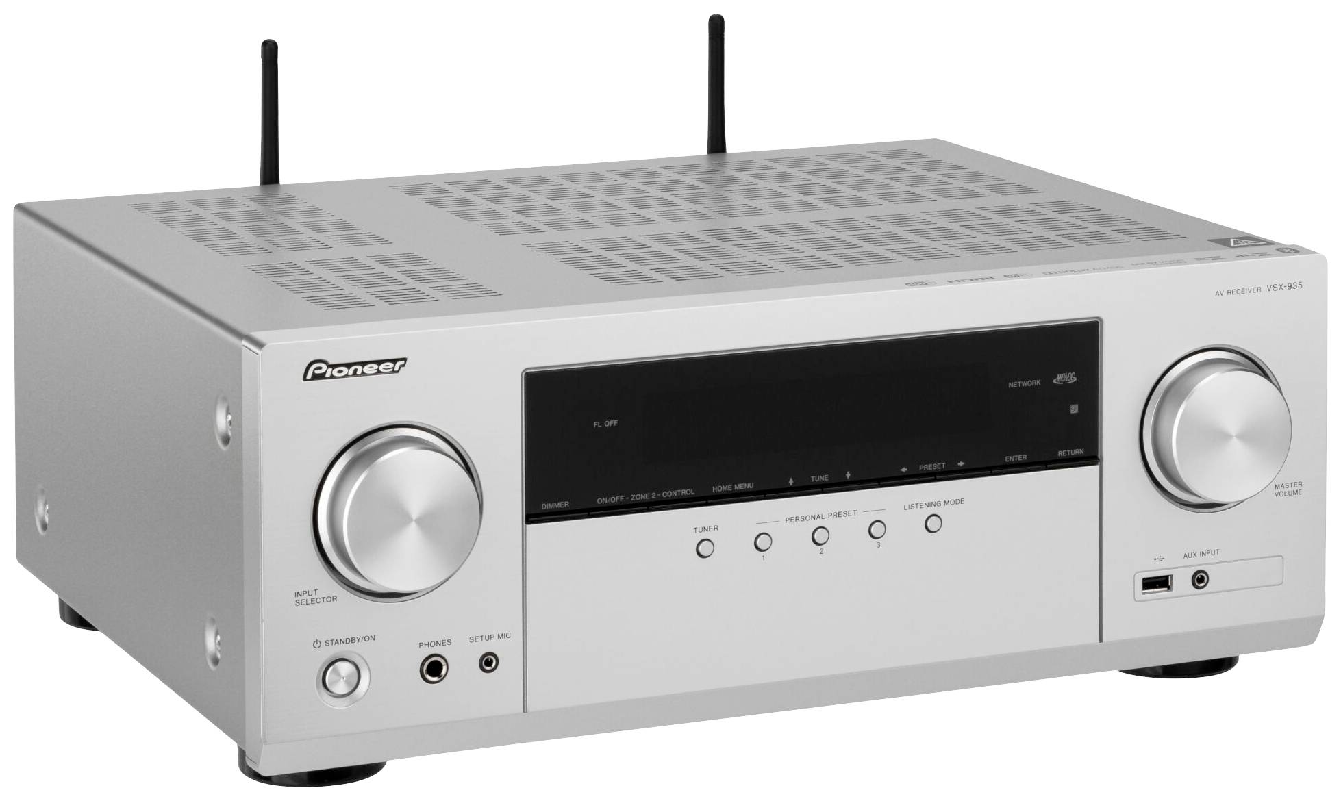 Pioneer VSX-935M2-S AV-Receiver 7 x 170W Silber Bluetooth®, AirPlay, Dolby Atmos®, High-Resolution Audio, USB, Internetradio