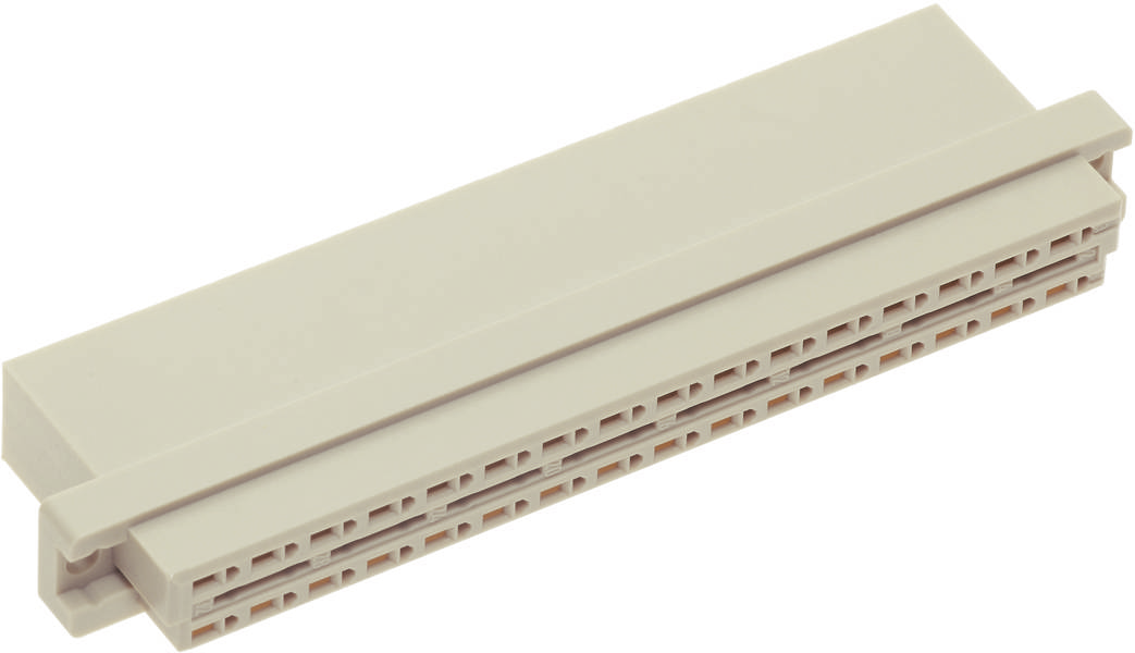 Steckverbinder mit rechteckiger Form, beige Farbe und zwei Reihen von metallischen Kontakten, verwendet für elektronische Verbindungen.