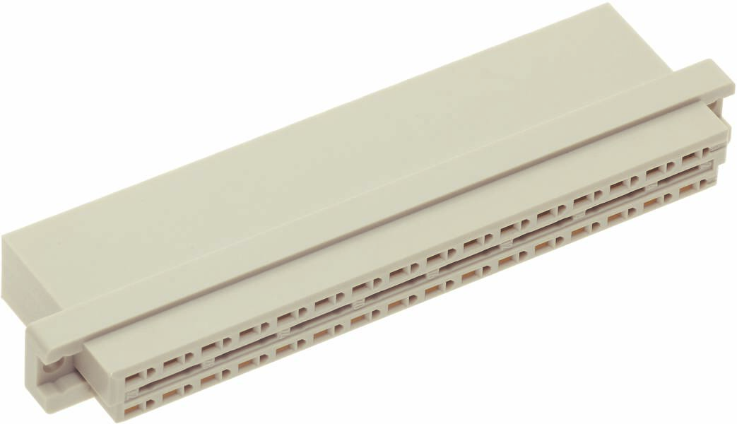 Beige Kunststoffadapter, rechteckige Form, mit mehreren parallelen Steckplätzen.