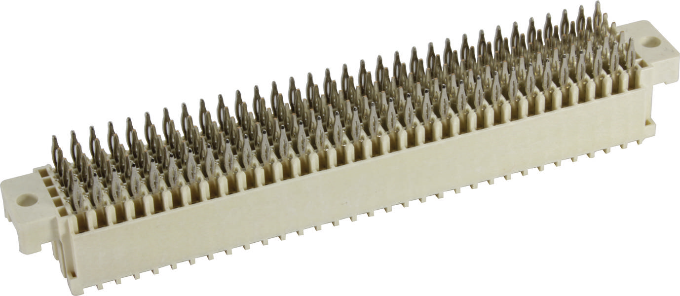 Ein rechteckiger Steckverbinder mit mehreren Metallstiften, die in zwei Reihen angeordnet sind. Geeignet für elektronische Verbindungen.