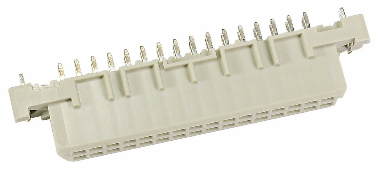 Beige Steckverbinder mit 20 Pins in zwei Reihen.