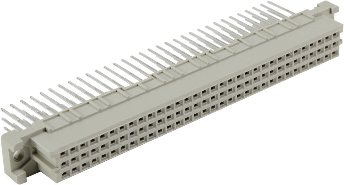 Grauer, rechteckiger Elektronik-Stecker mit mehreren Metallstiften für Verbindungen in elektronischen Geräten.