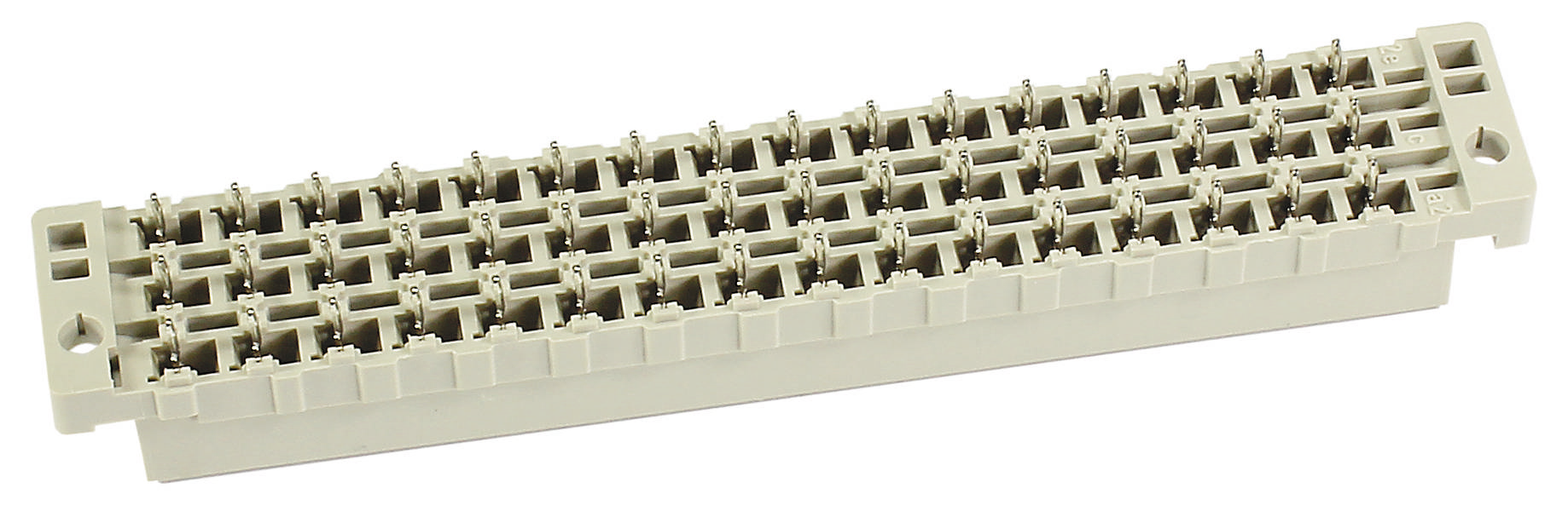 Ein rechteckiger, grauer Steckverbinder mit mehreren Metallkontakten. Geeignet für elektronische Verbindungen in technischen Geräten.