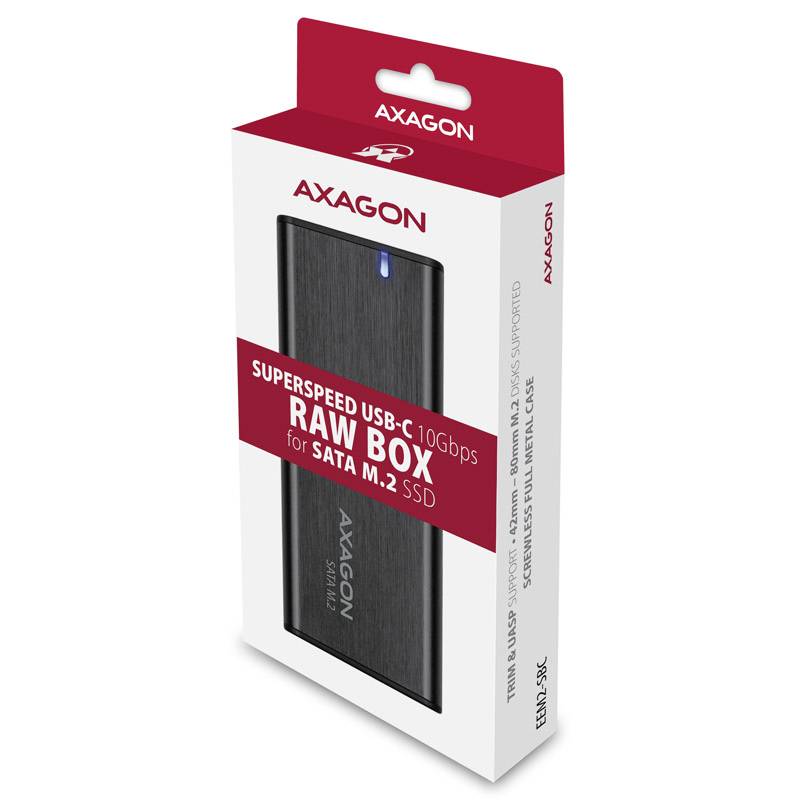 AXAGON EEM2-SBC RAW BOX M.2 SSD-Gehäuse USB-C® (USB 3.2 Gen 2) 10 GBit/s M.2 SATA 2242, 2260, 2280