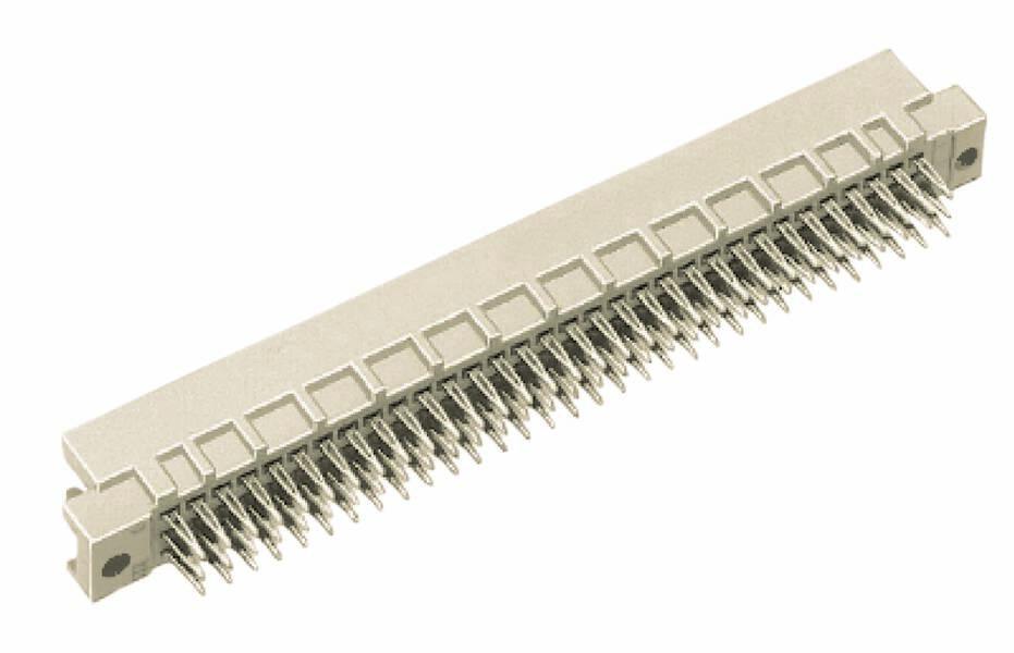 Ein weißer elektrischer Steckverbinder mit mehreren Metallpins, der für Leiterplattenverbindungen verwendet wird.