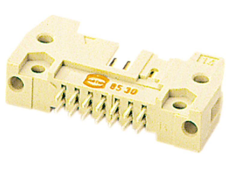 Ein weißer elektronischer Steckverbinder mit mehreren Steckstiften, oft für die Verbindung von Leiterplatten verwendet.