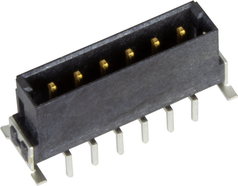 Ein schwarzer Elektronikstecker mit mehreren Metallstiften, der in elektrische Geräte integriert wird, um Verbindungen herzustellen.