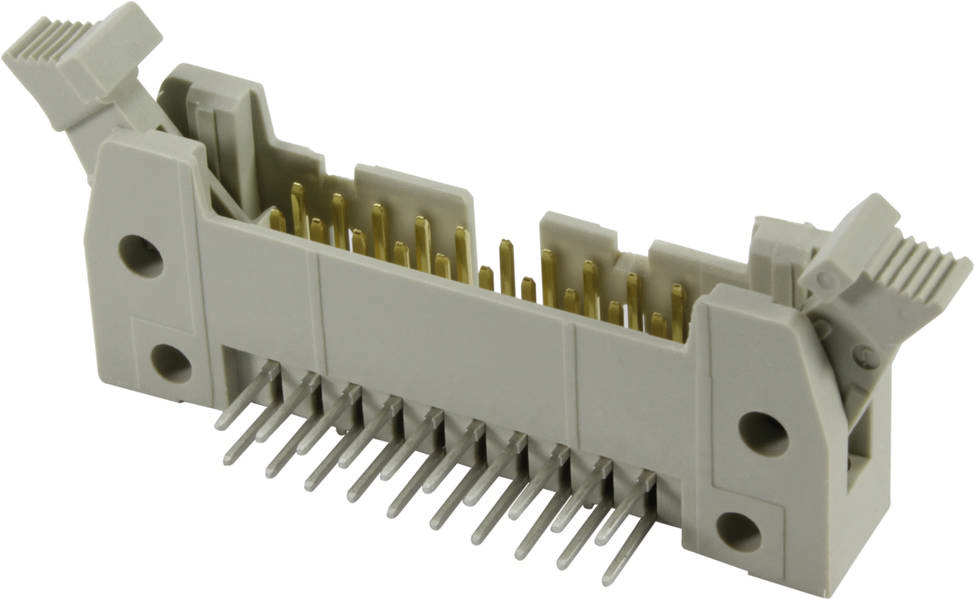Steckverbinder mit mehreren goldfarbenen Pins, geeignet für elektronische Geräte zum sicheren Verbinden von Schaltkreisen.