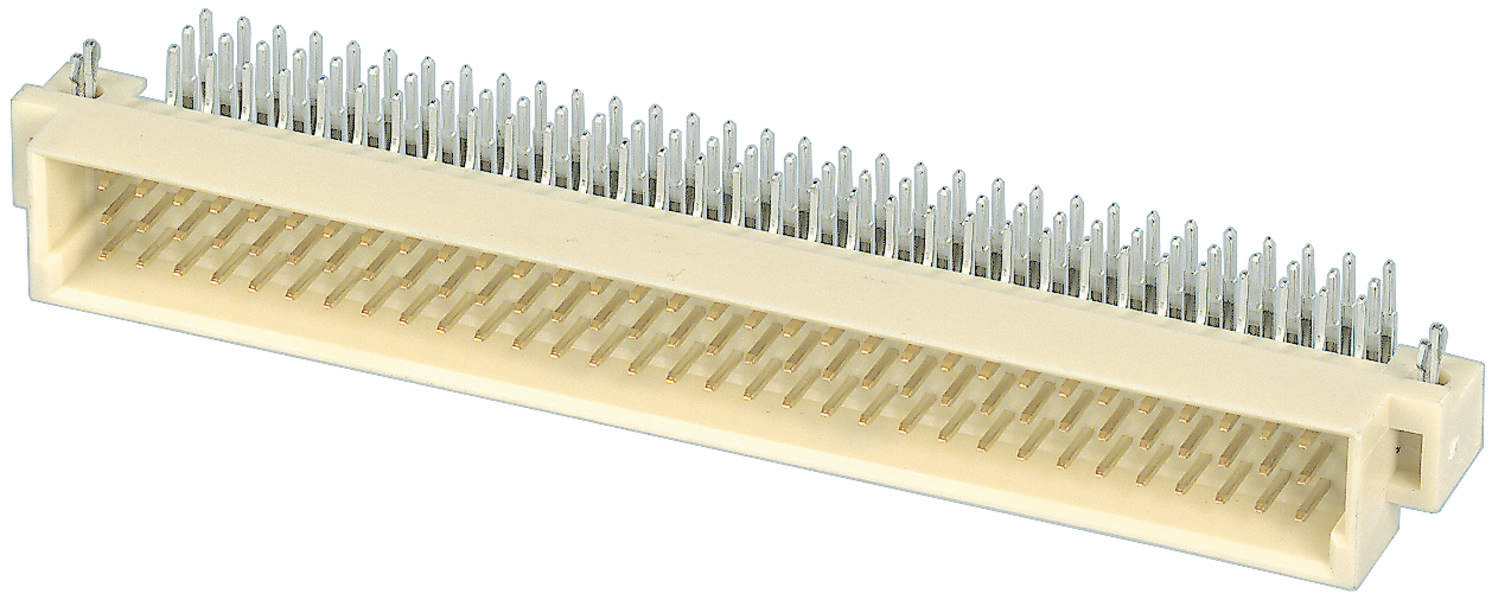 Ein rechteckiger elektrischer Steckverbinder mit mehreren Metallstiften, die in einer beige Kunststoffhalterung angeordnet sind. Geeignet für technische Geräte.