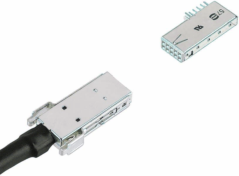 Das Bild zeigt zwei mechanische Einzelanschlüsse MX34 von Hirose Electronic.