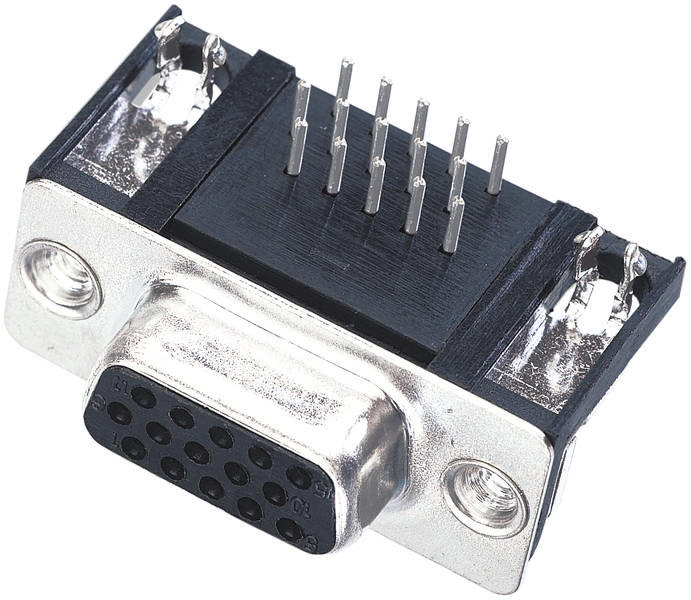 Ein VGA-Anschluss mit 15 Pins, verwendet für analoge Videoverbindungen bei Computern und Monitoren.