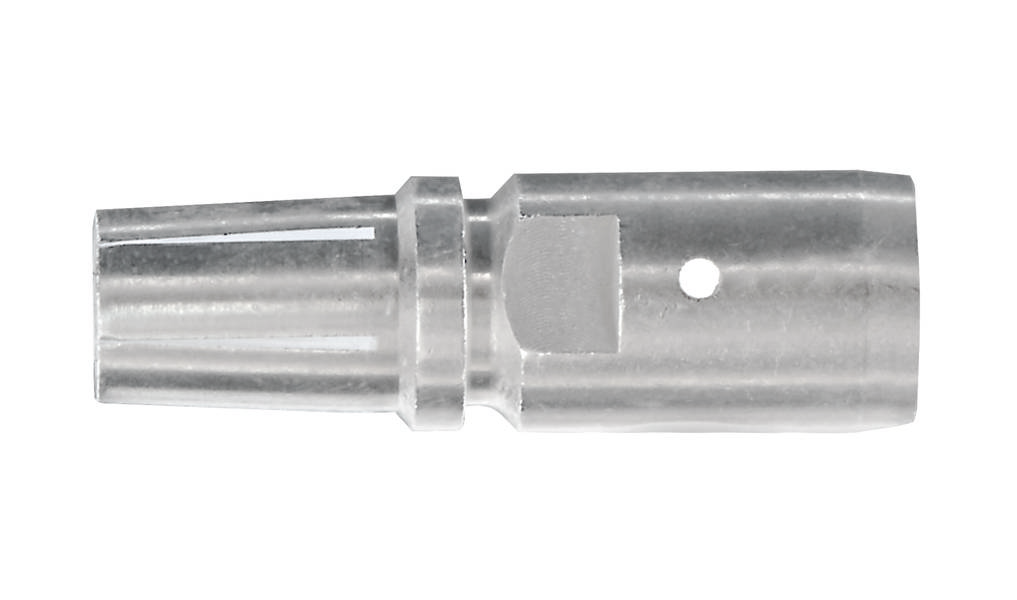 Metallrohr mit konischem Ende und Loch in der Mitte, oft in Maschinen oder Werkzeugen verwendet.